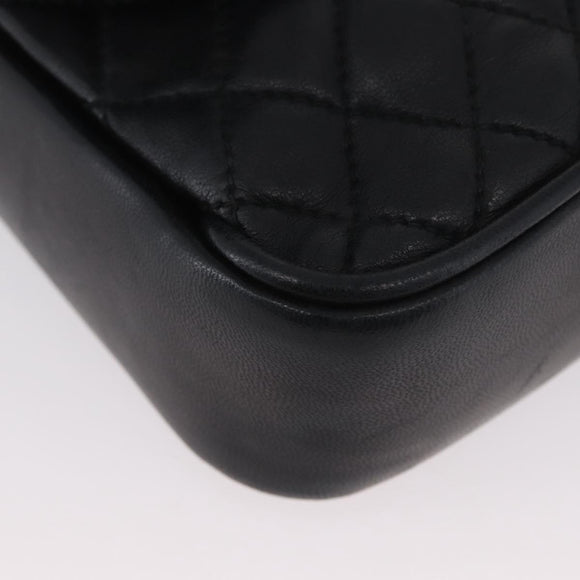 BALLY Chain Shoulder Bag Leather Black Gold Auth BA10906
