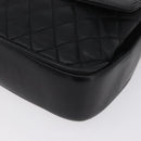 BALLY Chain Shoulder Bag Leather Black Gold Auth BA10906-14