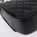 BALLY Chain Shoulder Bag Leather Black Gold Auth BA10906-15