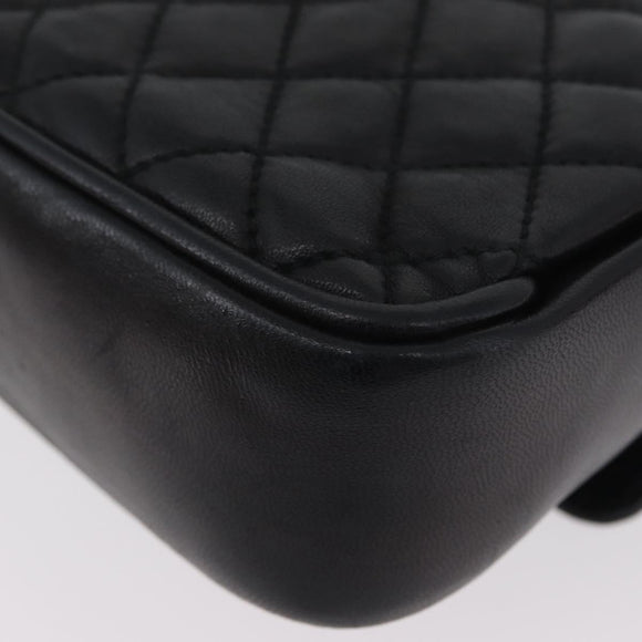 BALLY Chain Shoulder Bag Leather Black Gold Auth BA10906