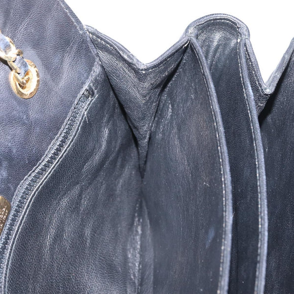BALLY Chain Shoulder Bag Leather Black Gold Auth BA10906