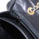 BALLY Chain Shoulder Bag Leather Black Gold Auth BA10906-25
