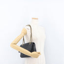 BALLY Chain Shoulder Bag Leather Black Gold Auth BA10906-27