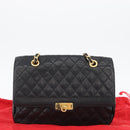 BALLY Chain Shoulder Bag Leather Black Gold Auth BA10906-12