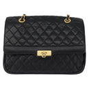 BALLY Chain Shoulder Bag Leather Black Gold Auth BA10906-13