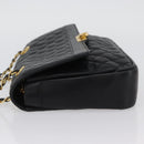 BALLY Chain Shoulder Bag Leather Black Gold Auth BA10906-4