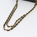 BALLY Chain Shoulder Bag Leather Black Gold Auth BA10906-7