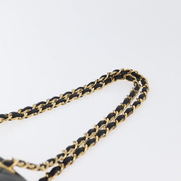 BALLY Chain Shoulder Bag Leather Black Gold Auth BA10906