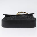 BALLY Chain Shoulder Bag Leather Black Gold Auth BA10906-5