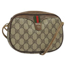 GUCCI GG Supreme Web Sherry Line Shoulder Bag PVC Leather Beige Gold Auth BA1092-1