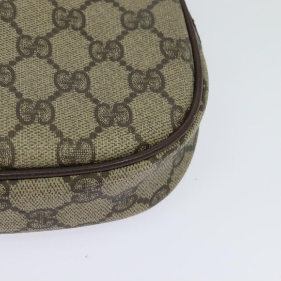 GUCCI GG Supreme Web Sherry Line Shoulder Bag PVC Leather Beige Gold Auth BA1092