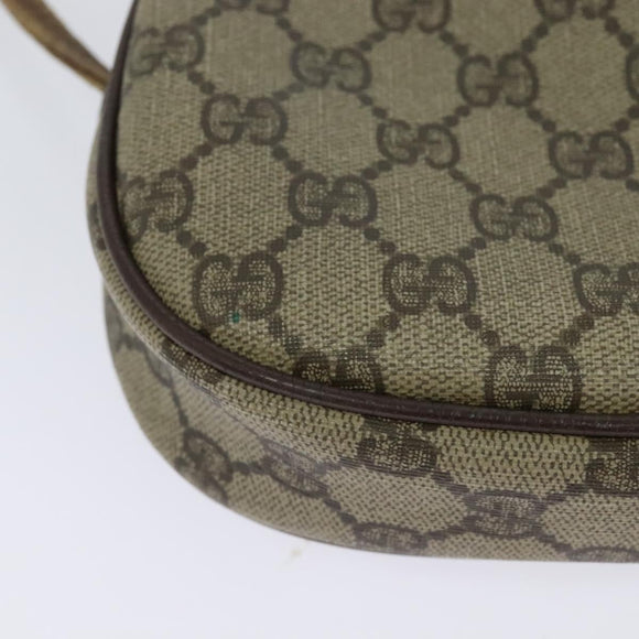 GUCCI GG Supreme Web Sherry Line Shoulder Bag PVC Leather Beige Gold Auth BA1092