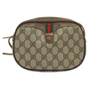 GUCCI GG Supreme Web Sherry Line Shoulder Bag PVC Leather Beige Gold Auth BA1092-2
