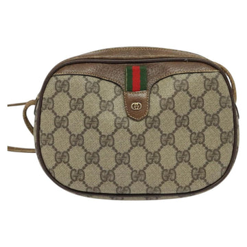 GUCCI GG Supreme Web Sherry Line Shoulder Bag PVC Leather Beige Gold Auth BA1092 - 0