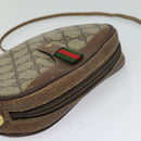 GUCCI GG Supreme Web Sherry Line Shoulder Bag PVC Leather Beige Gold Auth BA1092-6