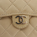 CHANEL Matelasse Pouch Lamsleer Beige Goud CC Auth BA10922-17