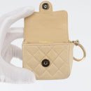 CHANEL Matelasse Pouch Lamsleer Beige Goud CC Auth BA10922-9