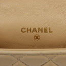 CHANEL Matelasse Pouch Lamsleer Beige Goud CC Auth BA10922-10