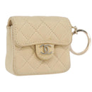 CHANEL Matelasse Pouch Lamsleer Beige Goud CC Auth BA10922-1