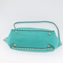 VALENTINO Rockstuds Handtasche Leder 2-Wege Grün Gold Auth BA10926-5