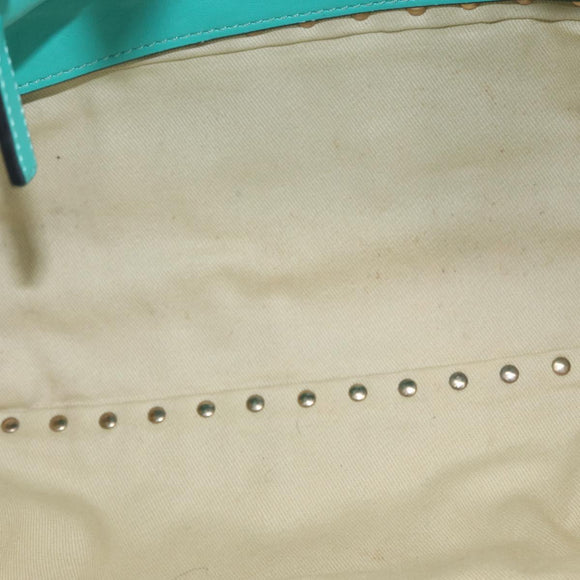 VALENTINO Rockstuds Handtasche Leder 2-Wege Grün Gold Auth BA10926
