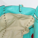VALENTINO Rockstuds Handtasche Leder 2-Wege Grün Gold Auth BA10926-22