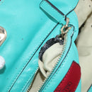 VALENTINO Rock Studs Hand Bag Leather 2way Green Gold Auth BA10926-12
