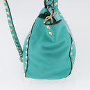 VALENTINO Rockstuds Handtasche Leder 2-Wege Grün Gold Auth BA10926-3