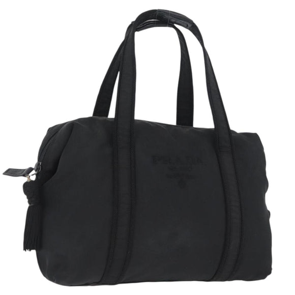 PRADA Hand Bag Nylon Black Silver Auth BA10929