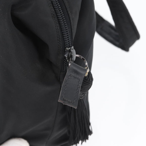 PRADA Hand Bag Nylon Black Silver Auth BA10929