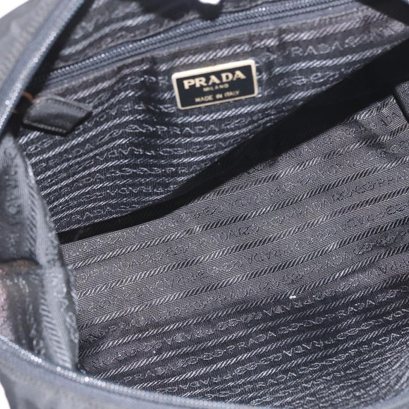 PRADA Hand Bag Nylon Black Silver Auth BA10929