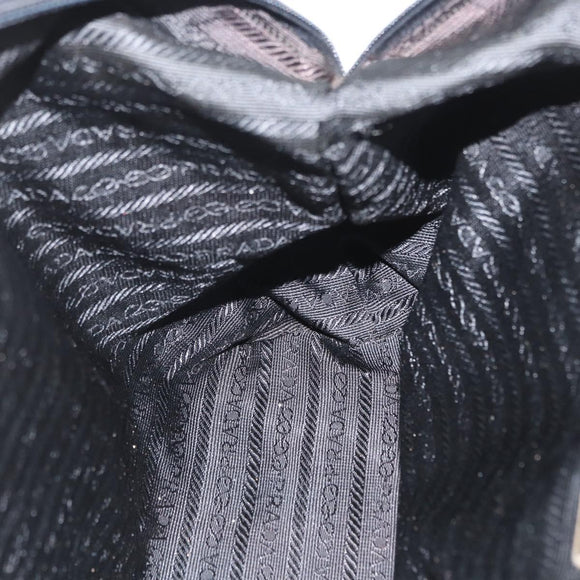 PRADA Hand Bag Nylon Black Silver Auth BA10929