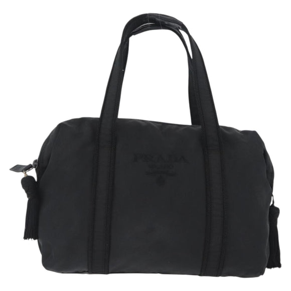 PRADA Hand Bag Nylon Black Silver Auth BA10929