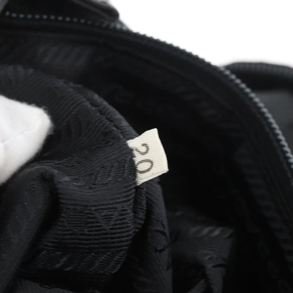 PRADA Hand Bag Nylon Black Silver Auth BA10929
