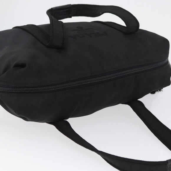 PRADA Hand Bag Nylon Black Silver Auth BA10929