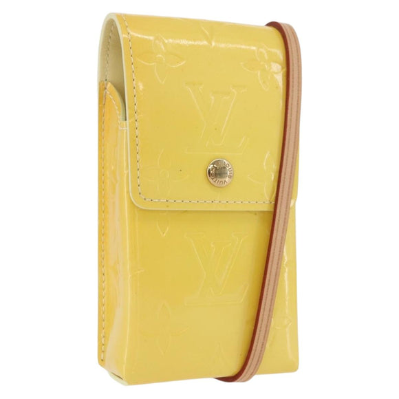 LOUIS VUITTON Vernis Groene Sigarettenkoker Limoengeel M91052 LV Auth BA10938