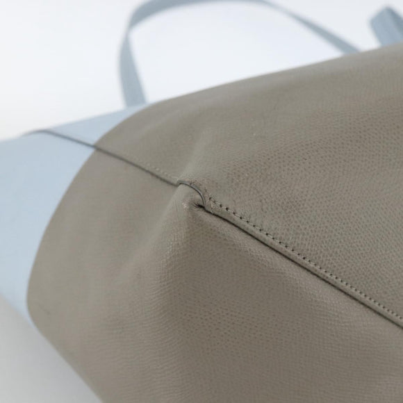 CELINE Horizontalkava Tote Bag Leather Light Blue Silver Auth BA10939