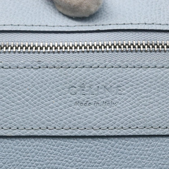 CELINE Horizontalkava Tote Bag Leather Light Blue Silver Auth BA10939