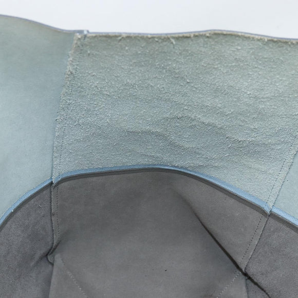 CELINE Horizontalkava Tote Bag Leather Light Blue Silver Auth BA10939