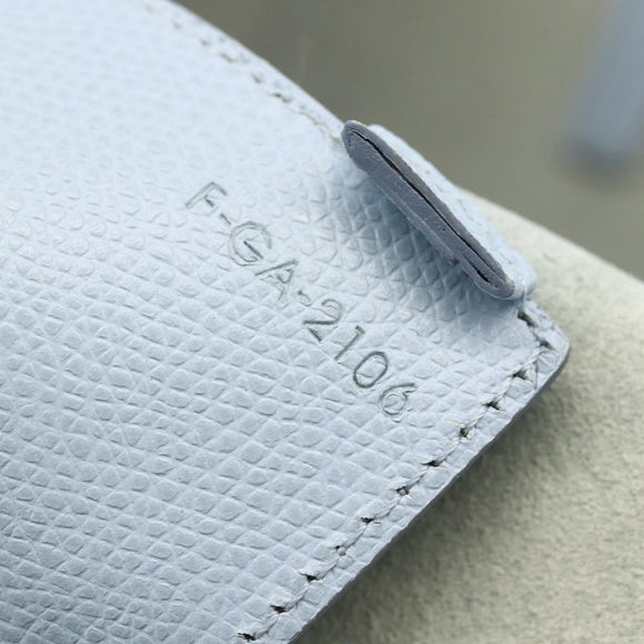 CELINE Horizontalkava Tote Bag Leather Light Blue Silver Auth BA10939