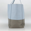 CELINE Horizontalkava Tote Bag Leather Light Blue Silver Auth BA10939-4