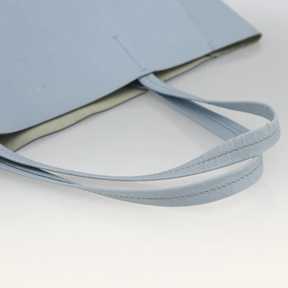 CELINE Horizontalkava Tote Bag Leather Light Blue Silver Auth BA10939