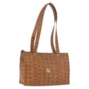 MCM Logogram Vicetos Tote Bag PVC Brown Gold Auth BA10940-1