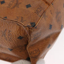MCM Logogram Vicetos Tote Bag PVC Brown Gold Auth BA10940-10