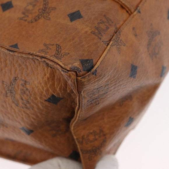 MCM Logogram Vicetos Tote Bag PVC Brown Gold Auth BA10940