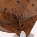 MCM Logogram Vicetos Tote Bag PVC Brown Gold Auth BA10940-12