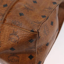 MCM Logogram Vicetos Tote Bag PVC Brown Gold Auth BA10940-13