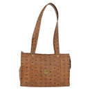 MCM Logogram Vicetos Tote Bag PVC Brown Gold Auth BA10940-2