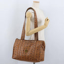 MCM Logogram Vicetos Tote Bag PVC Brown Gold Auth BA10940-23