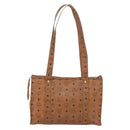 MCM Logogram Vicetos Tote Bag PVC Brown Gold Auth BA10940-3